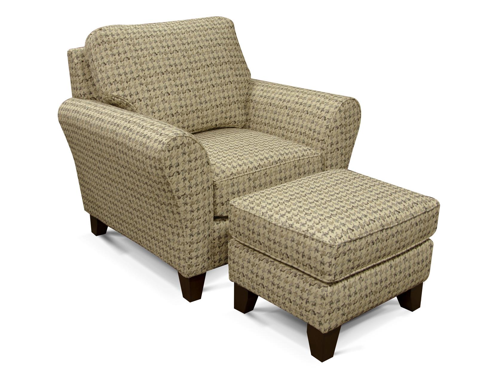 England 3B00 Series Transitional Flared Arm Chair & Ottoman with Wooden